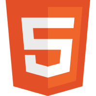 Logo von HTML5, ein oranges Schild mit der Nummer '5', repräsentiert die neueste Version der HTML-Sprache.