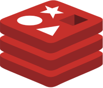 Logo von Redis, ein stilisiertes Datencluster in Rot, symbolisiert die in-memory Datenbank.