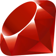 Logo von Ruby mit einem roten Edelstein, repräsentiert die Ruby-Programmiersprache.