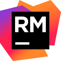 Logo von Rubymine, mit 'RM' in bunten Formen, repräsentiert die Ruby-on-Rails IDE.